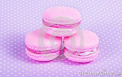Delicate almond cakes. Pink macaroons. Homemade air cake Stock Photo