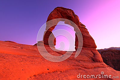 Delicate Arch Sunset Stock Photo