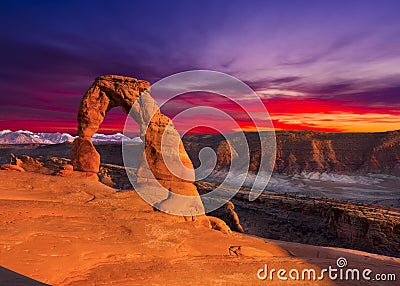 Delicate Arch at Sunset Stock Photo