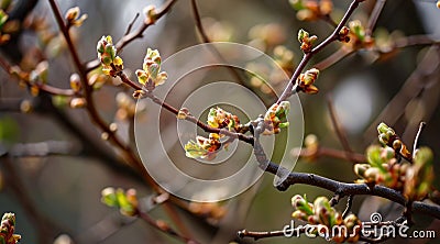 The delicate budding and initial indications of spring arrival Stock Photo