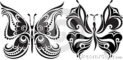 Delicate butterfly silhouette. Drawing of lines and points.Symmetrical image Vector Illustration