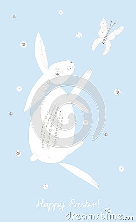 A delicate card with an Easter bunny Stock Photo
