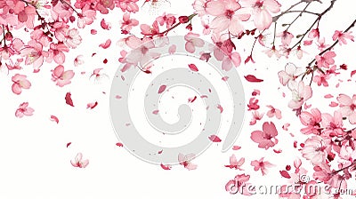 Delicate cherry blossoms Against a white background. Generative Ai Stock Photo
