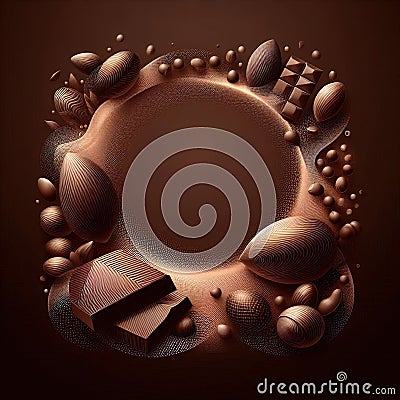 Delicate chocolate background. empty space. Cocoa beans for graphic design. Abstract background with aura, soft overlay Stock Photo