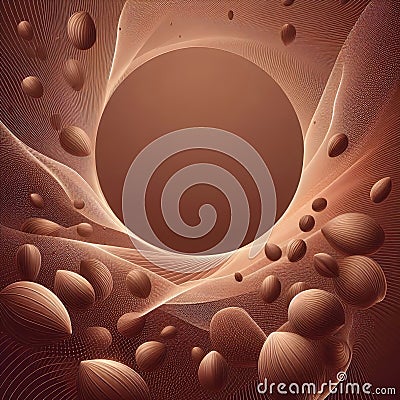 Delicate chocolate background. empty space. Cocoa beans for graphic design. Abstract background with aura, soft overlay Stock Photo