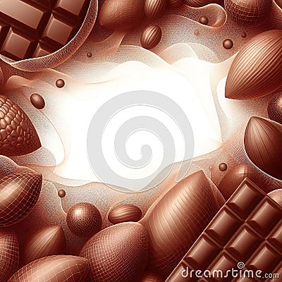 Delicate chocolate background. empty space. Cocoa beans for graphic design. Abstract background with aura, soft overlay Stock Photo