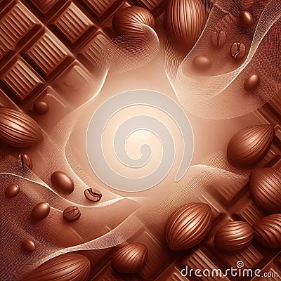 Delicate chocolate background. empty space. Cocoa beans for graphic design. Abstract background with aura, soft overlay Stock Photo