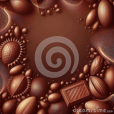Delicate chocolate background. empty space. Cocoa beans for graphic design. Abstract background with aura, soft overlay Stock Photo