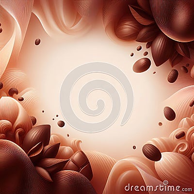 Delicate chocolate background. empty space. Cocoa beans for graphic design. Abstract background with aura, soft overlay Stock Photo
