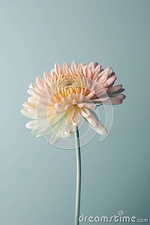 Delicate chrysanthemum flower on pastel blue background Stock Photo