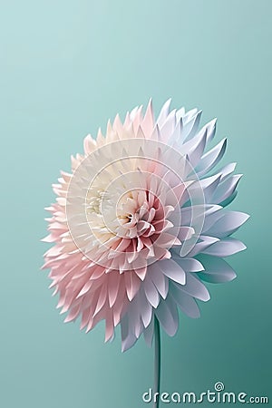 Delicate chrysanthemum flower on pastel blue background Stock Photo