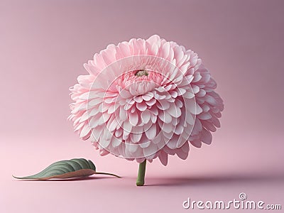 Delicate chrysanthemum flower on pastel pink background. ai generative Stock Photo