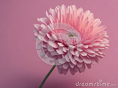 Delicate chrysanthemum flower on pastel pink background. ai generative Stock Photo