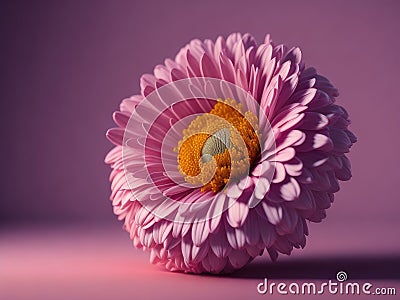 Delicate chrysanthemum flower on pastel pink background. ai generative Stock Photo