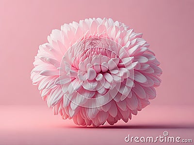 Delicate chrysanthemum flower on pastel pink background. ai generative Stock Photo