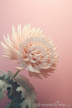 Delicate chrysanthemum flower on pastel pink background Stock Photo