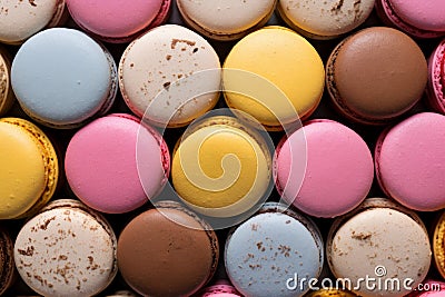 Delicate Colorful french macarons. Generate Ai Stock Photo