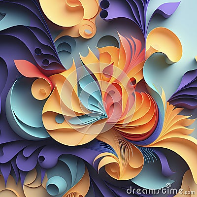 Delicate Colorful Paper Art Background for Invitations and Posters. Stock Photo