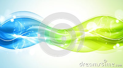 Delicate, curved lines swirl across a hazy turquoise green backdrop with a blurred bokeh effect Stock Photo