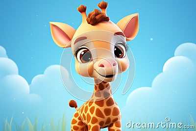 Delicate Cute baby giraffe. Generate Ai Stock Photo