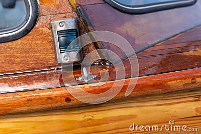 Delicate details of a hand made wooden boat Stock Photo