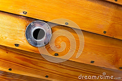 Delicate details of a hand made wooden boat Stock Photo