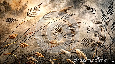 A delicate and ethereal charcoal drawing that captures the movement and texture of nature. Algorithmically generated Stock Photo