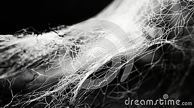 The delicate filaments of a spiders web stretch across the frame like strands of spun. Generative Ai Stock Photo
