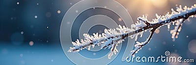 A delicate ice crystal covered in sparkling frost forms on a branch of a bare tree frosty mornings sparkles bare tree Cartoon Illustration