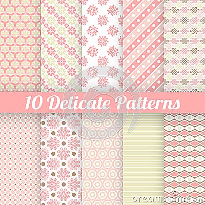 10 Delicate lovely vector seamless patterns Vector Illustration