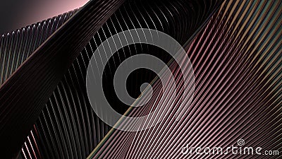 Delicate luxury curved pink elegant modern 3D Rendering abstract background made of bezier curves of twisted and bent corrugated Cartoon Illustration
