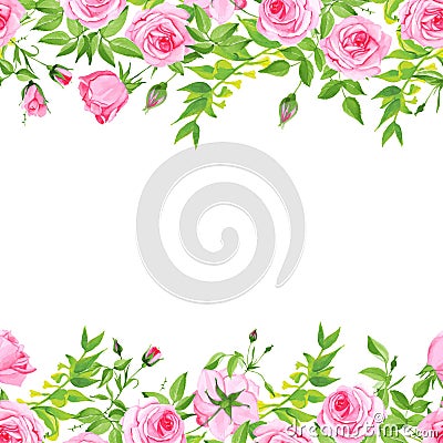 Delicate pink roses floral vector background Vector Illustration