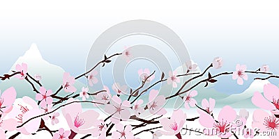 Delicate pink spring blossom Vector Illustration