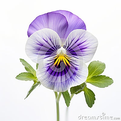 Delicate Purple And White Pansy In Symmetrical Asymmetry Stock Photo