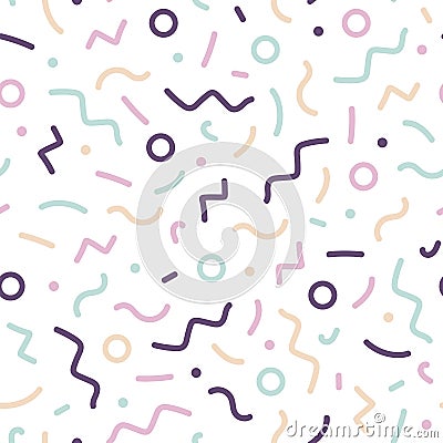 Delicate seamless memphis pattern. Fashion style 80-90s. Vector Illustration