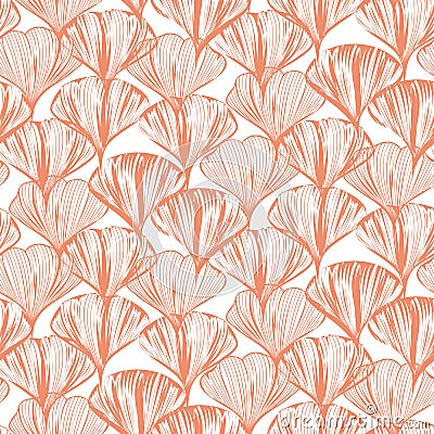 Delicate seamless vector flower pattern with ginkgo leaves. Vector Illustration