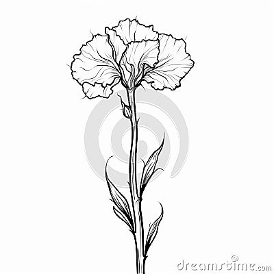 Delicate And Serene Hand-drawn Carnation Flower Artwork Stock Photo