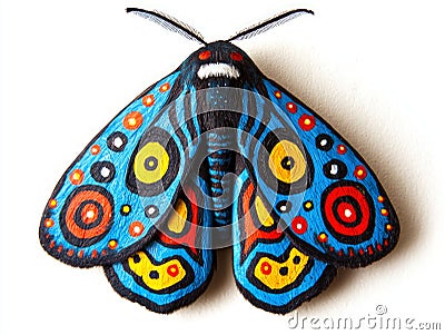 Delicate tiger moth rests with closed wings, revealing a spectacular array of colors and patterns on its surface Stock Photo
