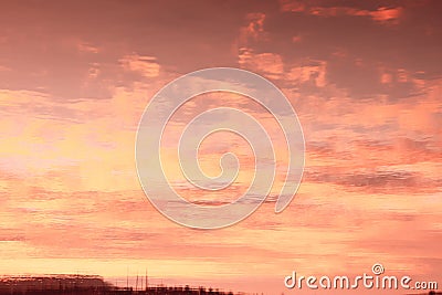 Delicate tranquil landscape in Living Coral from bottom view to pure sky Stock Photo