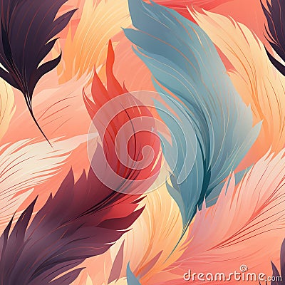 Delicate Vintage Acrylic Feathers Seamless Abstract Design AI Generated Cartoon Illustration