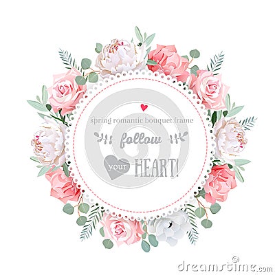 Delicate wedding floral vector design frame Vector Illustration