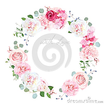 Delicate wedding floral vector design round frame Vector Illustration