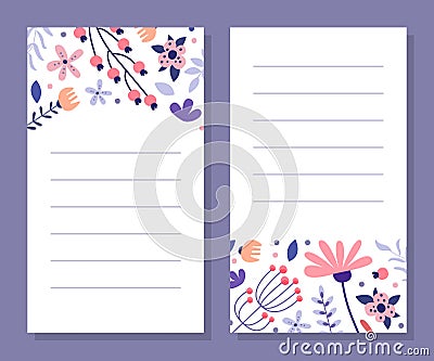 Delicate wildflowers invitaion card. Birthday, wedding invitation, memo card template design cartoon vector Vector Illustration