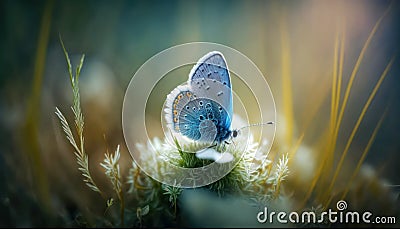 Summer Symphony, A Graceful Butterfly Dancing on a Flower Petal. Generative AI Stock Photo