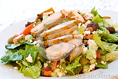 Delicatessen caesar salad with smoked turkey Stock Photo