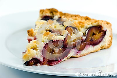 Delicatessen crumble plum cake Stock Photo