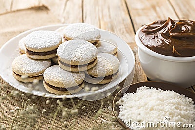 delicious alfajores concept arrangement. High quality photo Stock Photo