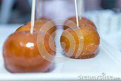 Delicious apple covered in sugar Stock Photo