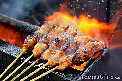 Delicious Asian Cuisine, Malaysia Chicken Satay Stock Photo