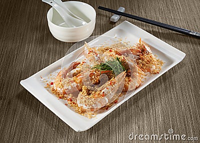 Delicious Asian style Cereal fried prawn Stock Photo